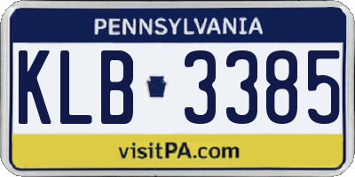 PA license plate KLB3385
