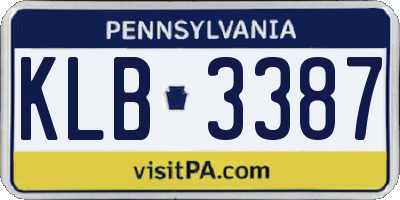 PA license plate KLB3387
