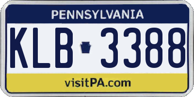 PA license plate KLB3388