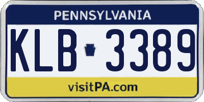 PA license plate KLB3389