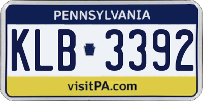 PA license plate KLB3392