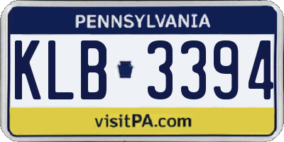 PA license plate KLB3394