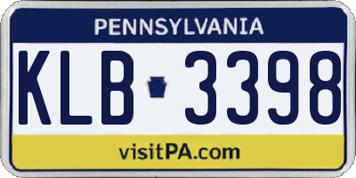 PA license plate KLB3398