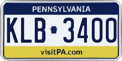 PA license plate KLB3400