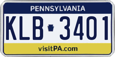 PA license plate KLB3401