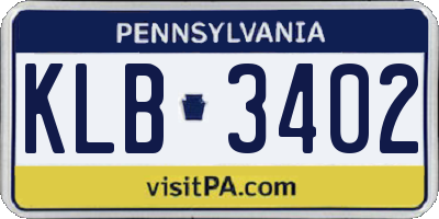 PA license plate KLB3402