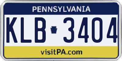 PA license plate KLB3404