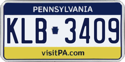 PA license plate KLB3409