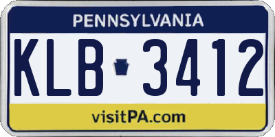 PA license plate KLB3412