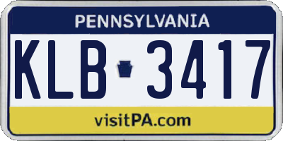 PA license plate KLB3417