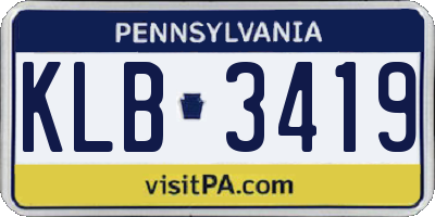 PA license plate KLB3419