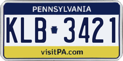 PA license plate KLB3421