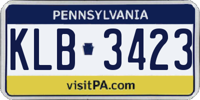 PA license plate KLB3423