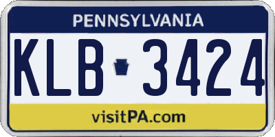 PA license plate KLB3424