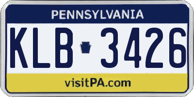 PA license plate KLB3426