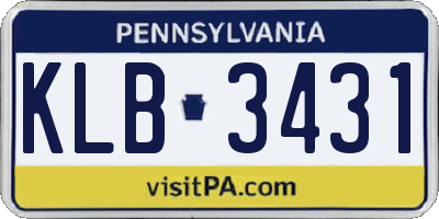 PA license plate KLB3431