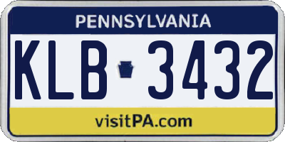 PA license plate KLB3432