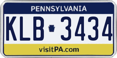 PA license plate KLB3434