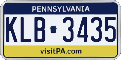 PA license plate KLB3435