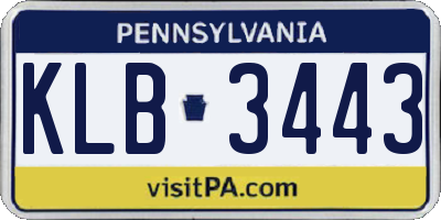 PA license plate KLB3443