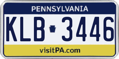 PA license plate KLB3446