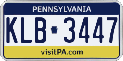 PA license plate KLB3447