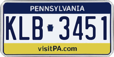 PA license plate KLB3451