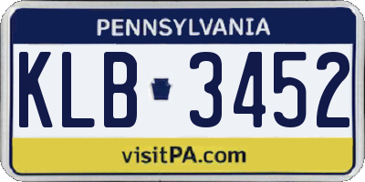PA license plate KLB3452