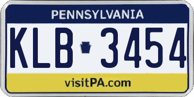 PA license plate KLB3454