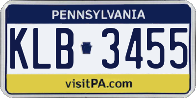 PA license plate KLB3455