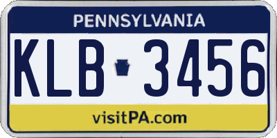 PA license plate KLB3456