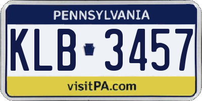 PA license plate KLB3457