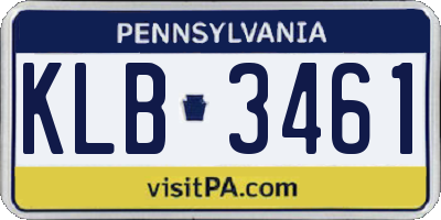 PA license plate KLB3461
