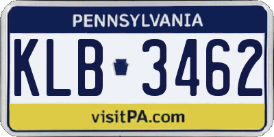 PA license plate KLB3462