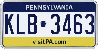 PA license plate KLB3463