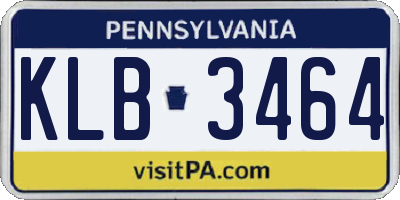PA license plate KLB3464