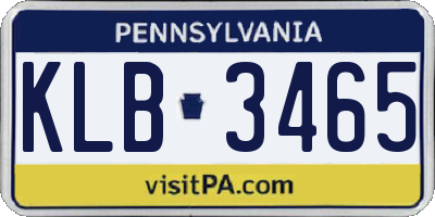 PA license plate KLB3465