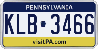 PA license plate KLB3466