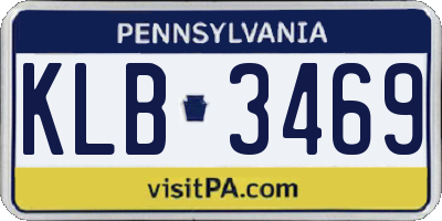 PA license plate KLB3469