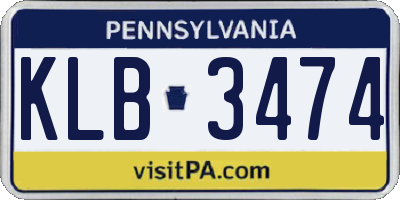 PA license plate KLB3474