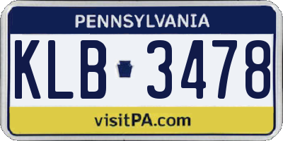 PA license plate KLB3478