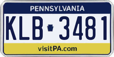 PA license plate KLB3481