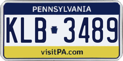 PA license plate KLB3489