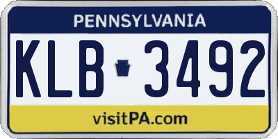 PA license plate KLB3492