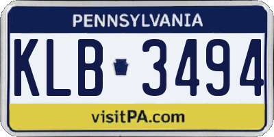 PA license plate KLB3494