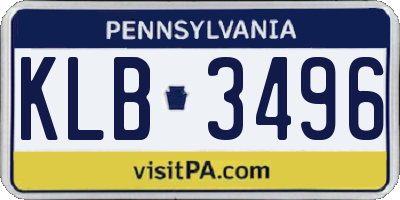 PA license plate KLB3496