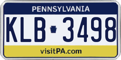 PA license plate KLB3498