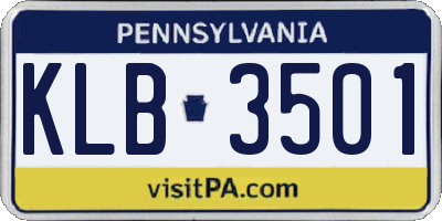 PA license plate KLB3501