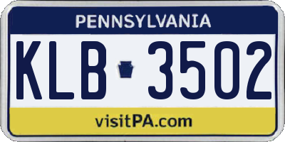 PA license plate KLB3502
