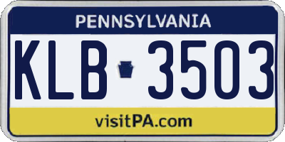 PA license plate KLB3503